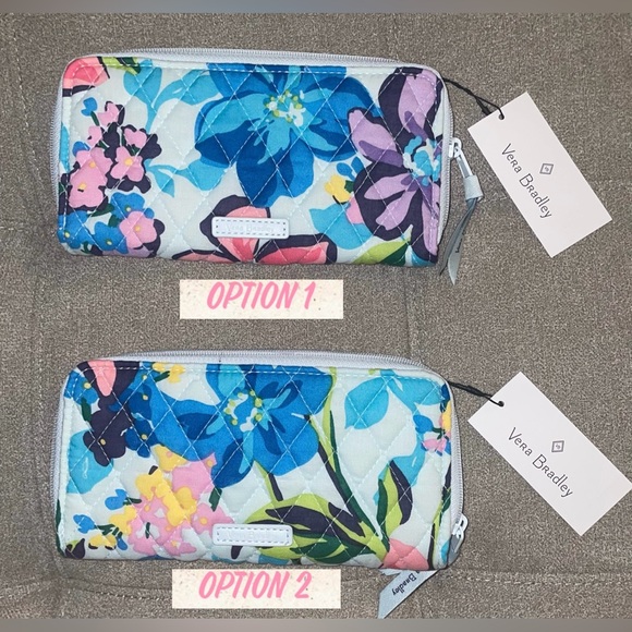 🎉HP🎉New! Vera Bradley Quilted Accordion Zip Around Wallet Marian Floral💙🌸🍃 - Picture 2 of 11